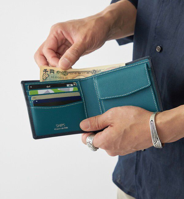SHIPS「【WEB限定】SHIPS:【SAFFIANO LEATHER】2トーン 2つ折 ウォレット（財布）」|財布|