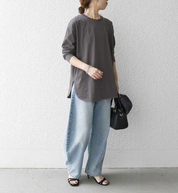 SHIPS any「SHIPS any:〈吸水速乾〉ラウンドヘム ロングスリーブ ワイド TEE」|Tシャツ・カットソー|