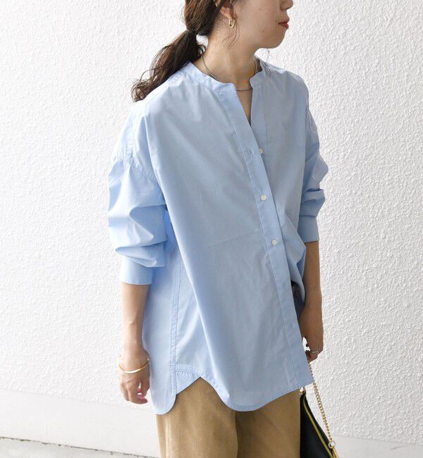 SHIPS any「《一部追加予約》SHIPS any:〈洗濯機可能〉REPREVE バンド カラー シャツ」|シャツ・ブラウス|