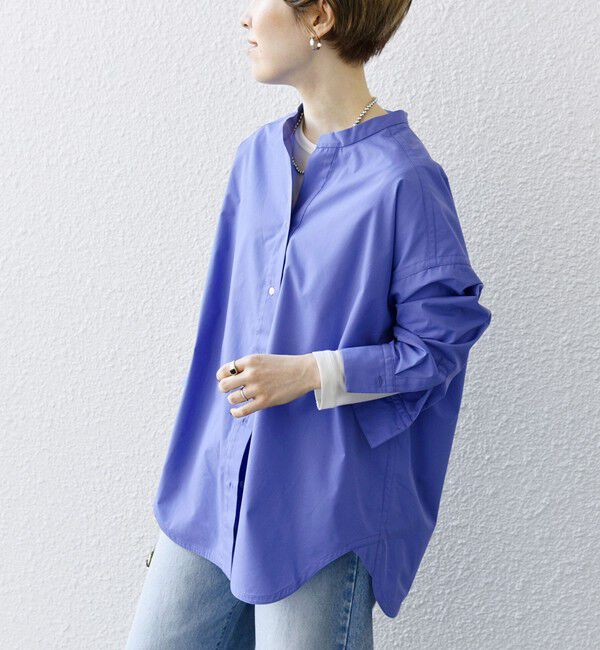 SHIPS any「《一部追加予約》SHIPS any:〈洗濯機可能〉REPREVE バンド カラー シャツ」|シャツ・ブラウス|