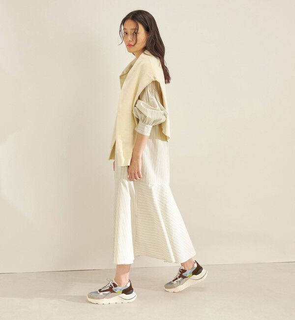 SHIPS for women「〈手洗い可能〉GIZA スーピマ 綿 切り替え バンドカラー ワンピース◇」|ワンピース|