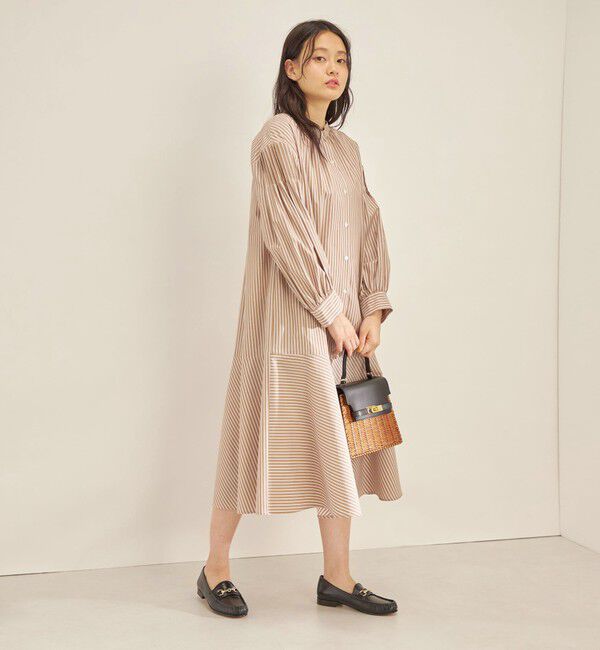 SHIPS for women「〈手洗い可能〉GIZA スーピマ 綿 切り替え バンドカラー ワンピース◇」|ワンピース|