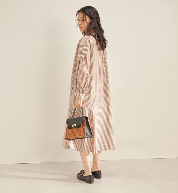 SHIPS for women「〈手洗い可能〉GIZA スーピマ 綿 切り替え バンドカラー ワンピース◇」|ワンピース|