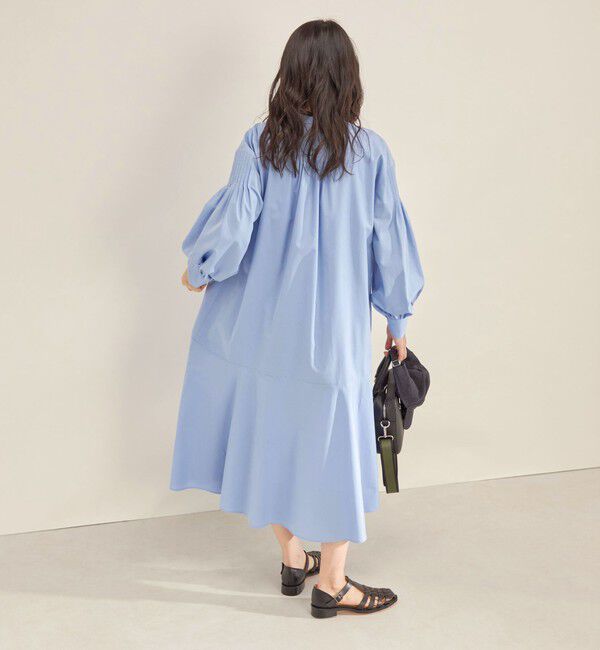 SHIPS for women「〈手洗い可能〉GIZA スーピマ 綿 切り替え バンドカラー ワンピース◇」|ワンピース|