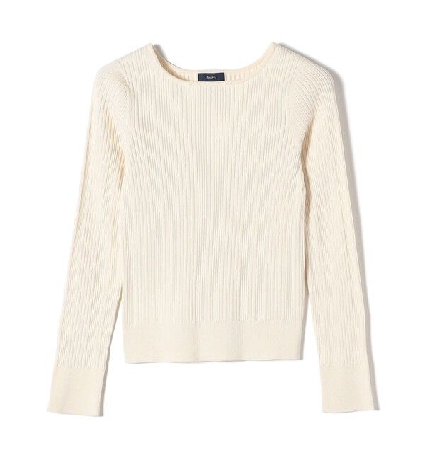 SHIPS for women「〈手洗い可能〉フェルガナ コットン ランダム リブ スクエアネック プルオーバー ◇」|ニット・セーター|