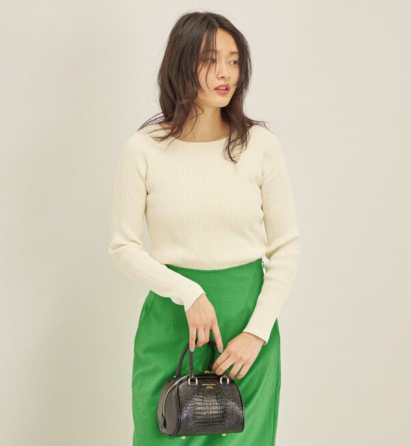 SHIPS for women「〈手洗い可能〉フェルガナ コットン ランダム リブ スクエアネック プルオーバー ◇」|ニット・セーター|