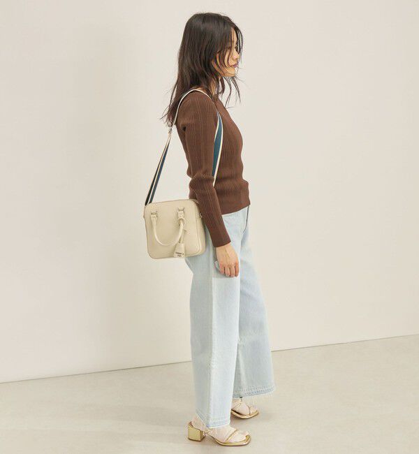 SHIPS for women「〈手洗い可能〉フェルガナ コットン ランダム リブ スクエアネック プルオーバー ◇」|ニット・セーター|