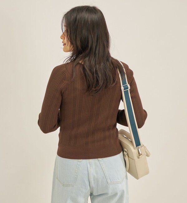 SHIPS for women「〈手洗い可能〉フェルガナ コットン ランダム リブ スクエアネック プルオーバー ◇」|ニット・セーター|