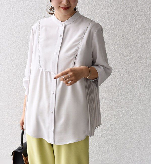 SHIPS for women「《一部追加予約》【WEB限定】〈手洗い可能〉ストレッチ ジョーゼット プリーツ ブラウス」|シャツ・ブラウス|