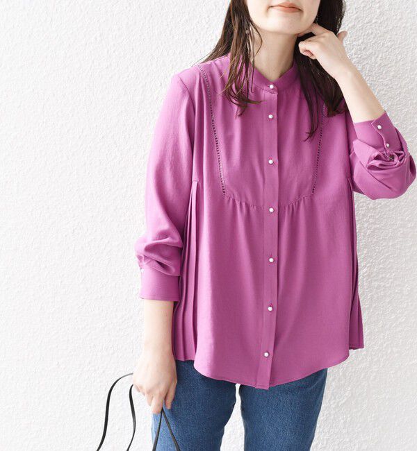 SHIPS for women「《一部追加予約》【WEB限定】〈手洗い可能〉ストレッチ ジョーゼット プリーツ ブラウス」|シャツ・ブラウス|