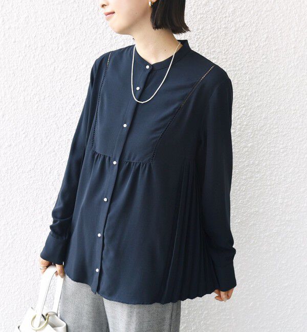 SHIPS for women「《一部追加予約》【WEB限定】〈手洗い可能〉ストレッチ ジョーゼット プリーツ ブラウス」|シャツ・ブラウス|