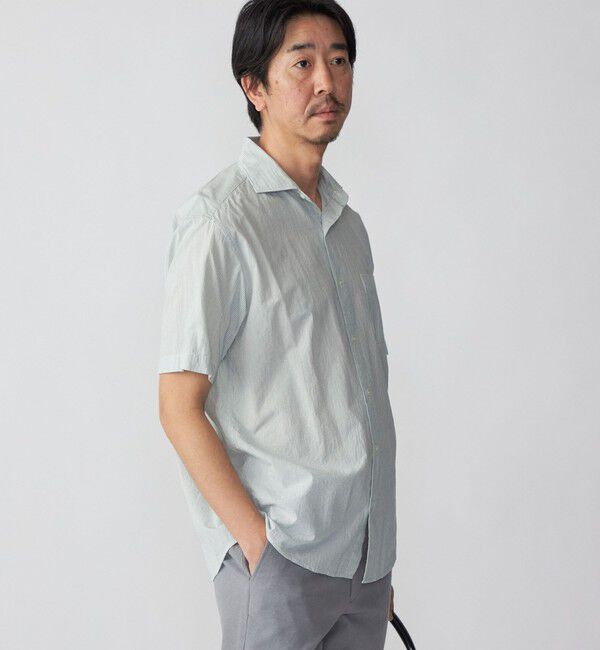 SHIPS「SHIPS: ボイル セミワイドカラー ストライプ ショートスリーブ シャツ」|シャツ・ブラウス|