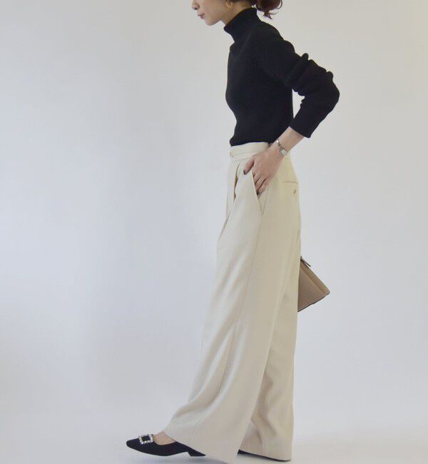 quaranciel「quaranciel:〈手洗い可能〉コットン タートルネック リブ ニット」|ニット・セーター|