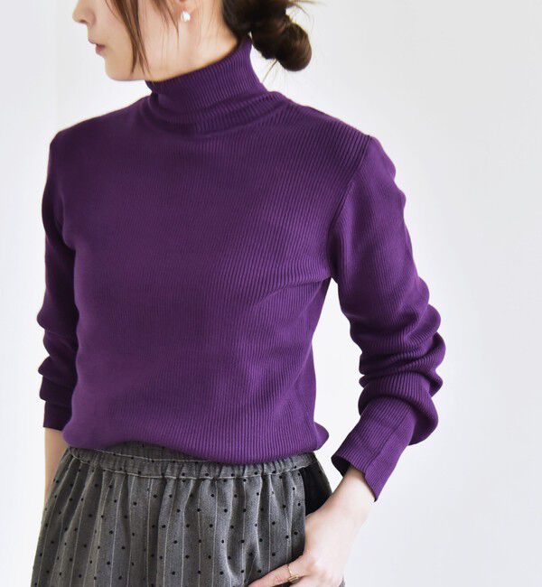 quaranciel「quaranciel:〈手洗い可能〉コットン タートルネック リブ ニット」|ニット・セーター|