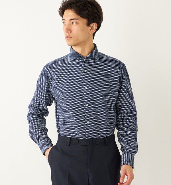 SHIPS Colors 「SHIPS Colors:ワイドカラー プリント ドレス ネルシャツ」|シャツ・ブラウス|ダークブルー