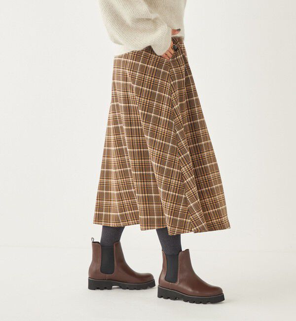 SHIPS Colors 「SHIPS Colors:〈洗濯機可能〉チェック プリント アシンメトリー フレア スカート」|フレア|