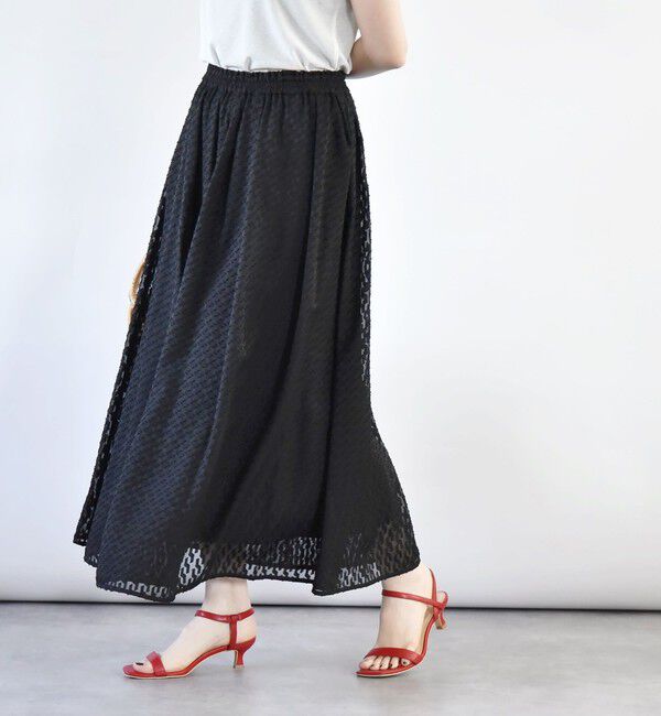 quaranciel「quaranciel:〈手洗い可能〉カットジャカード ジオメトリック ギャザー スカート」|スカート|