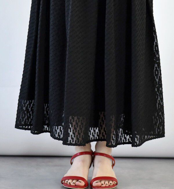 quaranciel「quaranciel:〈手洗い可能〉カットジャカード ジオメトリック ギャザー スカート」|スカート|