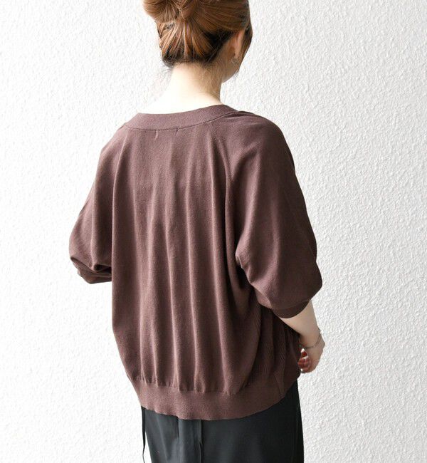 SHIPS any「SHIPS any:〈手洗い可能〉リネン ミックス Vネック ショート シアー カーディガン」|カーディガン|