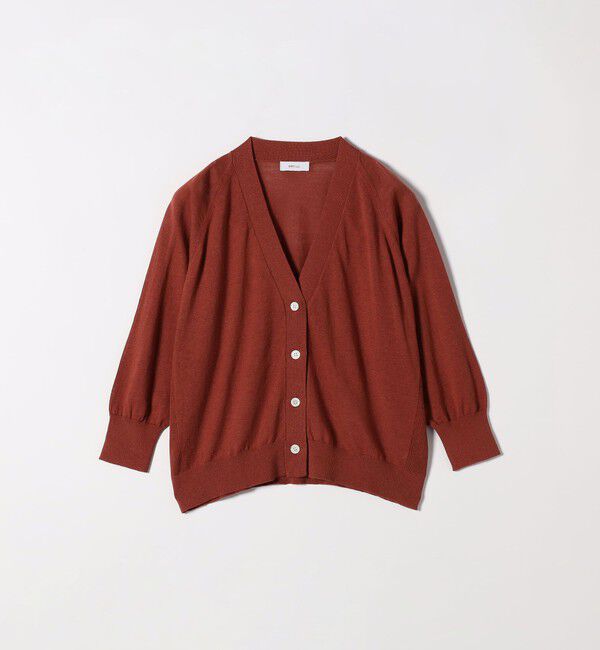 SHIPS any「SHIPS any:〈手洗い可能〉リネン ミックス Vネック ショート シアー カーディガン」|カーディガン|