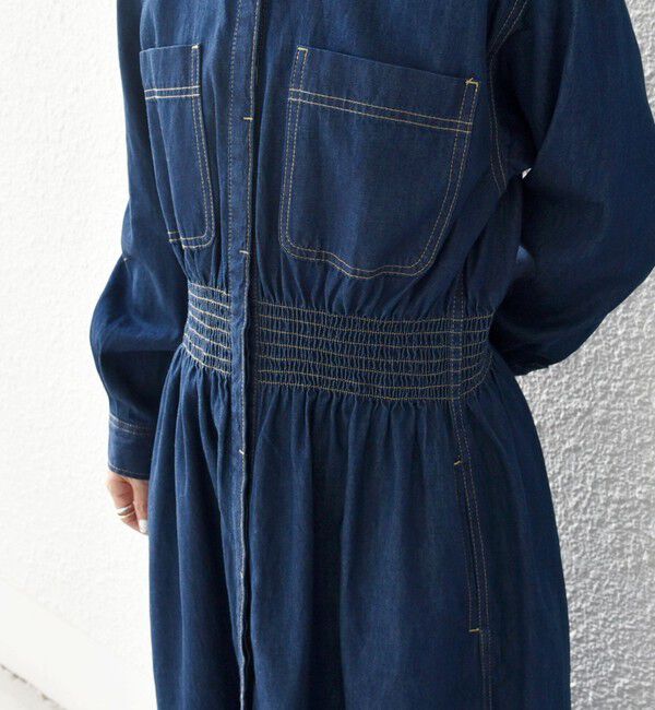 SHIPS any「SHIPS any: シャーリング デニム ポケット ワンピース ［SHIPS any DENIM］」|ワンピース|