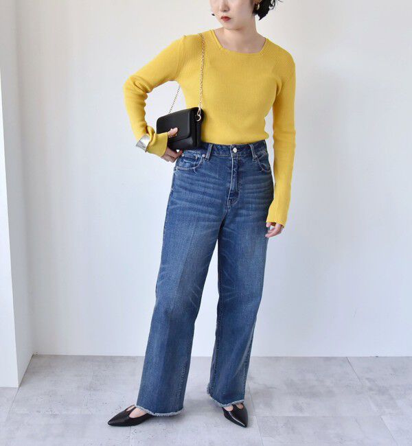 quaranciel「quaranciel:〈手洗い可能〉コットン スクエアネック リブ ニット」|ニット・セーター|