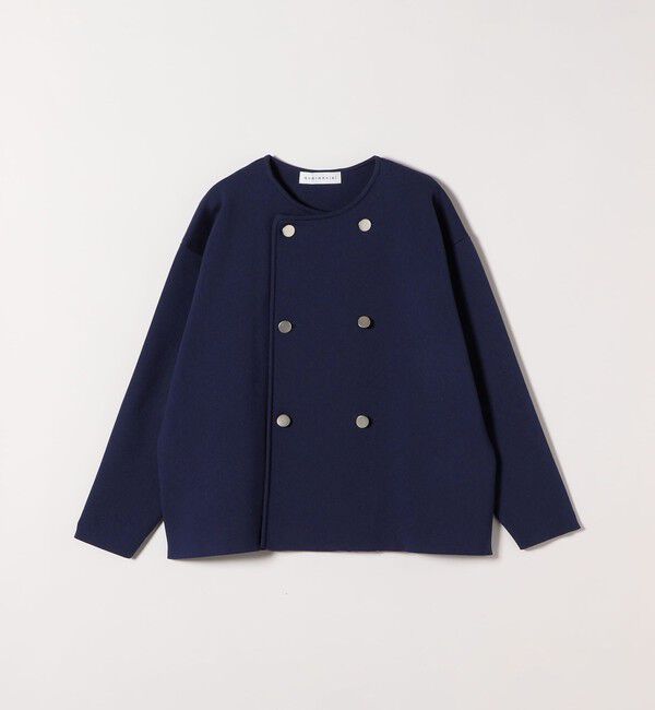 quaranciel「quaranciel:〈手洗い可能〉ニット ノーカラー ダブルジャケット カーディガン」|カーディガン|