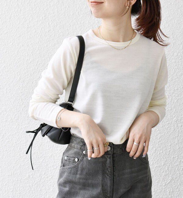 SHIPS any「SHIPS any:〈手洗い可能〉ウール ソフトシアー ラウンドヘム ロングスリーブ TEE」|Tシャツ・カットソー|