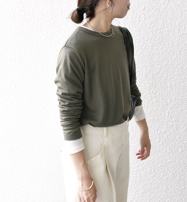 SHIPS any「SHIPS any:〈手洗い可能〉ウール ソフトシアー ラウンドヘム ロングスリーブ TEE」|Tシャツ・カットソー|