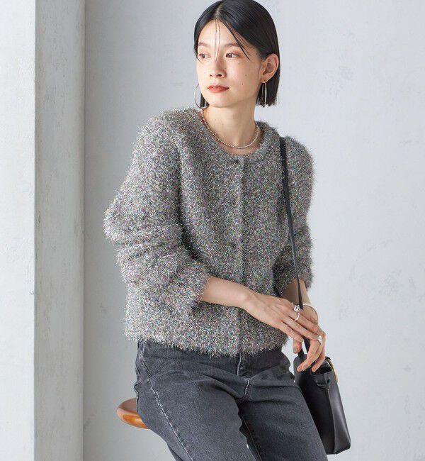 SHIPS for women「〈手洗い可能〉ラメ ニット 配色 カーディガン」|カーディガン|