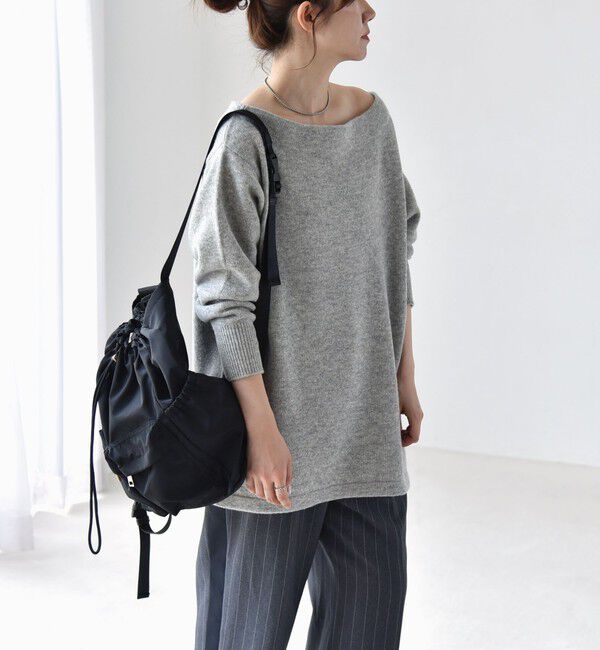 quaranciel「quaranciel:〈手洗い可能〉AQUA カシミヤ ブレンド オフショルダー ニット」|ニット・セーター|ライトグレー