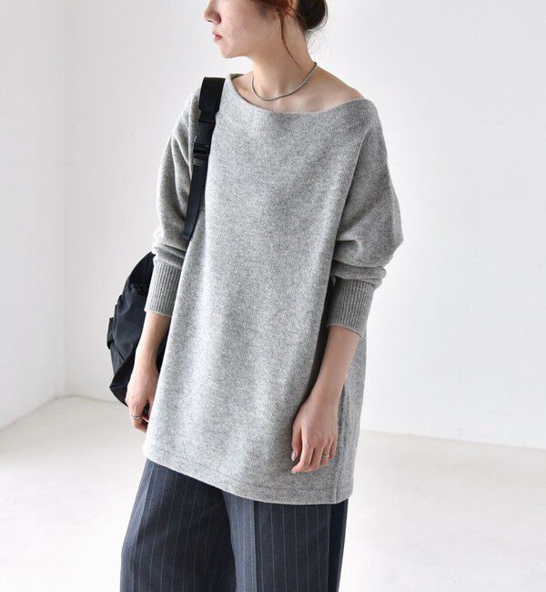 quaranciel「quaranciel:〈手洗い可能〉AQUA カシミヤ ブレンド オフショルダー ニット」|ニット・セーター|