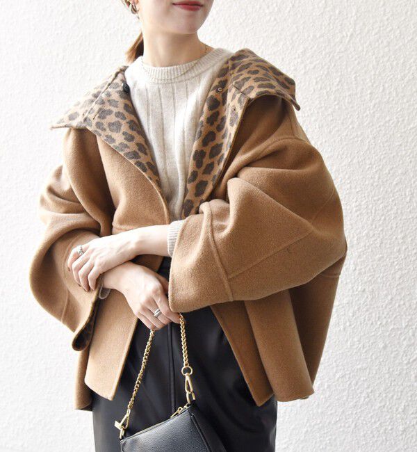 SHIPS any「《一部追加予約》【WEB限定】SHIPS any: リバー スタンドカラー ポンチョ ショート コート」|その他|キャメル