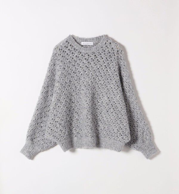 quaranciel「quaranciel:〈手洗い可能〉スパンコール レース編み クルーネック ドルマン ルーズ ニット」|ニット・セーター|