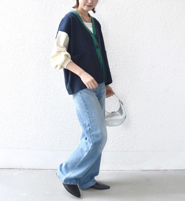 SHIPS for women「【WEB限定】〈手洗い可能〉配色 ポケット カーディガン」|カーディガン|