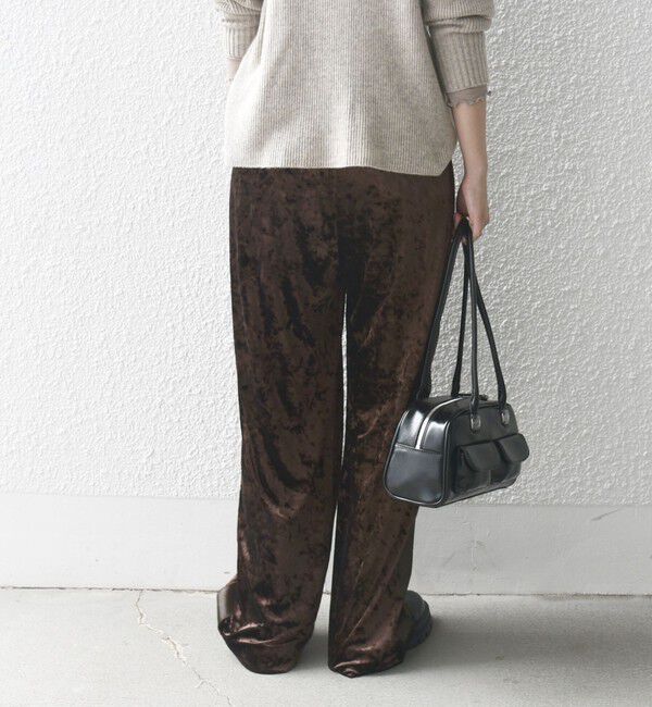 SHIPS any「SHIPS any:〈手洗い可能〉クラッシュ ベロア サイドライン ワイド イージー パンツ」|その他|