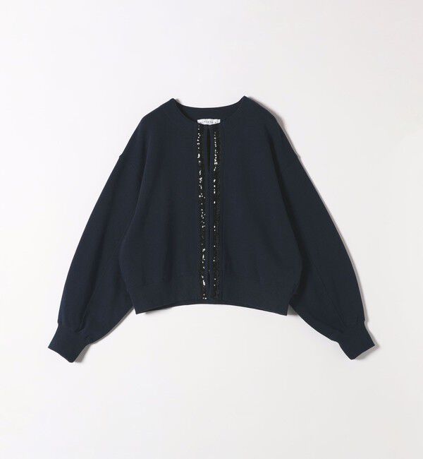 quaranciel「quaranciel:〈手洗い可能〉スパンコール テープ スウェット カーディガン」|カーディガン|