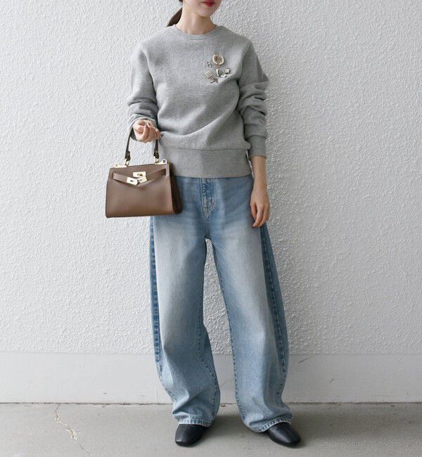 SHIPS any「SHIPS any:〈手洗い可能〉裏起毛 ビジュー クルーネック コンパクト プルオーバー」|スウェット・ジャージ|