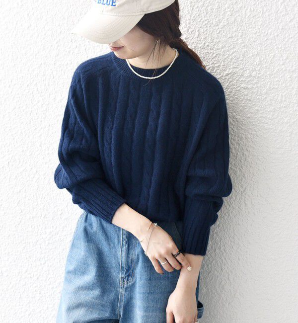 SHIPS any「【WEB限定】SHIPS any:〈手洗い可能〉ヤク ケーブル クルーネック ニット プルオーバー 2」|ニット・セーター|