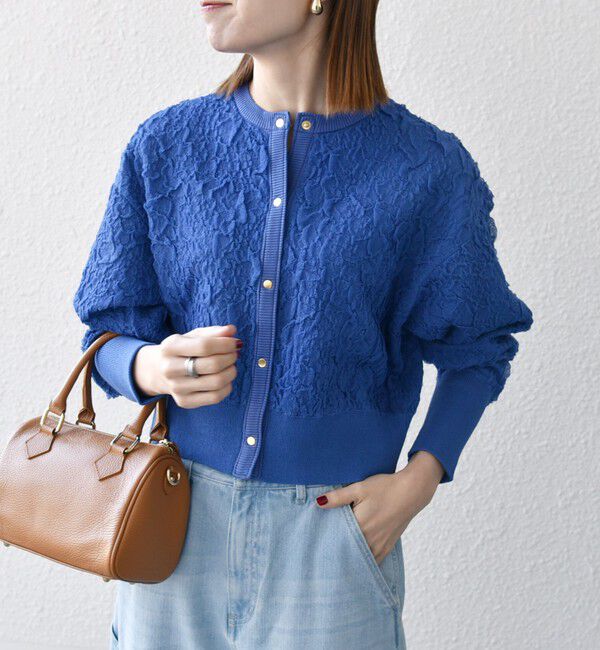 SHIPS any「【WEB限定】SHIPS any:〈手洗い可能〉ジャカード バンピー コンパクト カーディガン」|カーディガン|