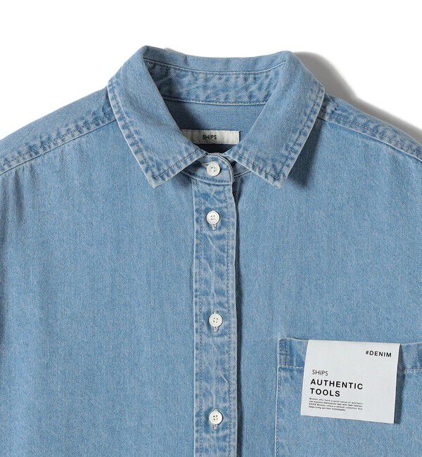 SHIPS for women「〈洗濯機可能〉デニム 刺繍 オーバー シャツ」|シャツ・ブラウス|
