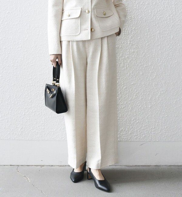 SHIPS any「SHIPS any: ツイード タック セミワイド パンツ［NAVY BLUE］」|その他|オフホワイト