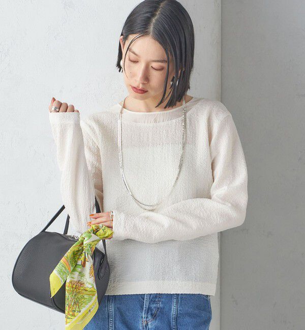 SHIPS for women「〈手洗い可能〉シアー ネック ポコビュー TEE ブラウス」|シャツ・ブラウス|