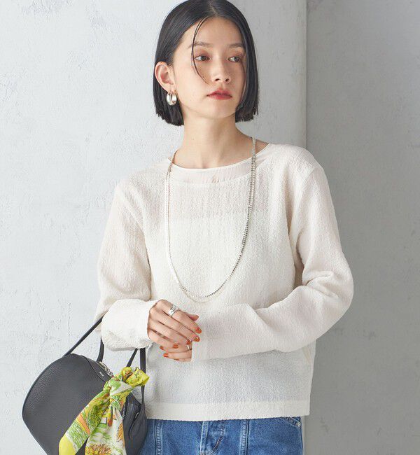 SHIPS for women「〈手洗い可能〉シアー ネック ポコビュー TEE ブラウス」|シャツ・ブラウス|