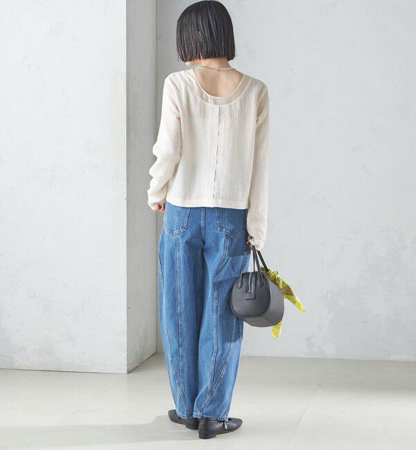 SHIPS for women「〈手洗い可能〉シアー ネック ポコビュー TEE ブラウス」|シャツ・ブラウス|