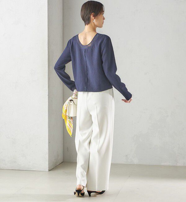 SHIPS for women「〈手洗い可能〉シアー ネック ポコビュー TEE ブラウス」|シャツ・ブラウス|