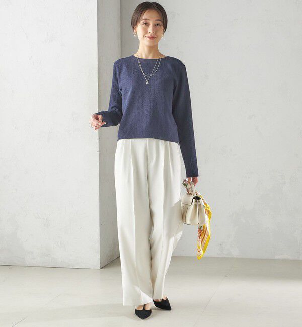 SHIPS for women「〈手洗い可能〉シアー ネック ポコビュー TEE ブラウス」|シャツ・ブラウス|