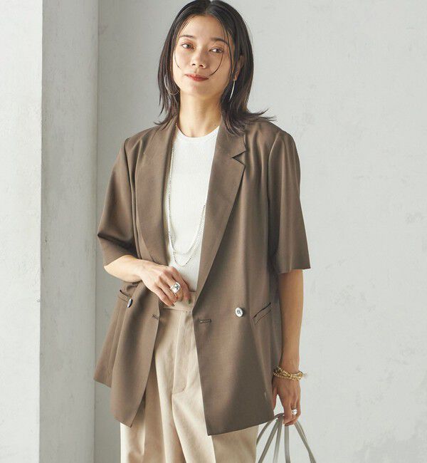 SHIPS for women「〈手洗い可能〉ダブル 半袖 ジャケット」|テーラードジャケット|