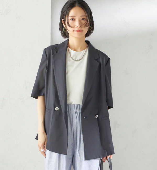 SHIPS for women「〈手洗い可能〉ダブル 半袖 ジャケット」|テーラードジャケット|