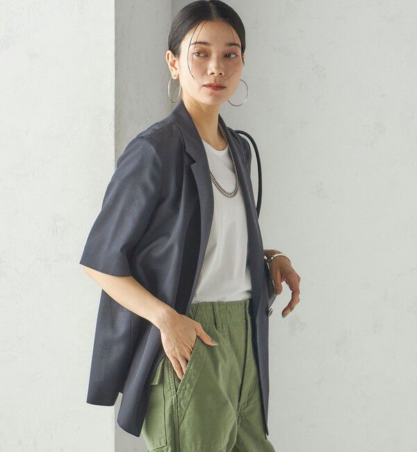 SHIPS for women「〈手洗い可能〉ダブル 半袖 ジャケット」|テーラードジャケット|